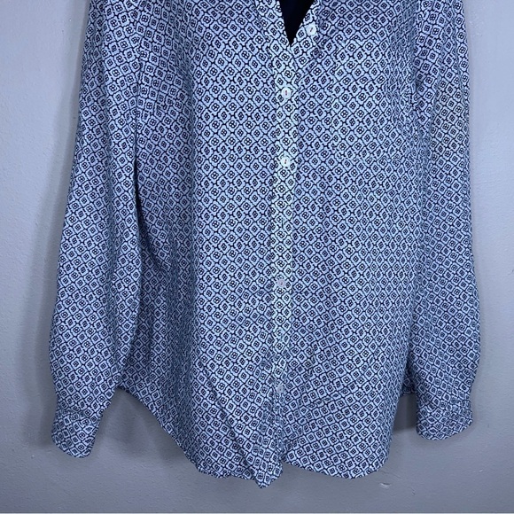 XL JASMINE AND JULIANA WHITE BLACK GEOMETRIC PRINT BOHO LONG SLEEVE TOP - Picture 5 of 12